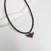 Gothic Style Heart And Butterfly Black Crystal Beaded Necklace Unique Neck Chain For Women Seeking Unique Fashion