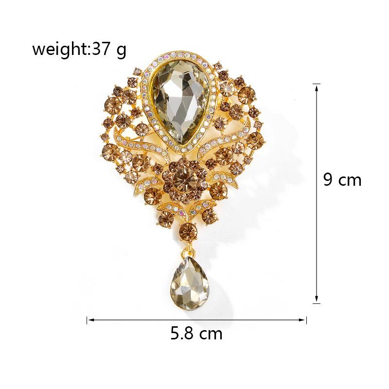 Women Crystal Water Drop Pendant Brooch Rhinestone Clothing Accessories Pin