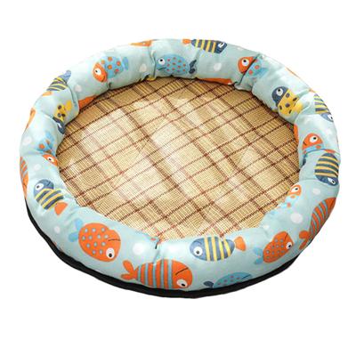 Round Pet Cooling Bed Cartoon Printing Pet Sleeping Bed Summer Breathable Pet Mat for Dogs Cats
