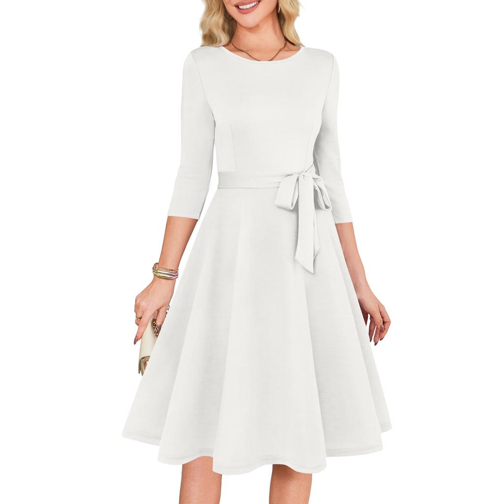 Women's Cocktail Dresses 3/4 Sleeve Vintage Wedding Guest Dress