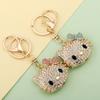 Anime  Rhinestone Crystal Keychain Cute Kitty Cat Shape Pendant Keyring Car Key Holder Party Birthday Gifts Jewelry