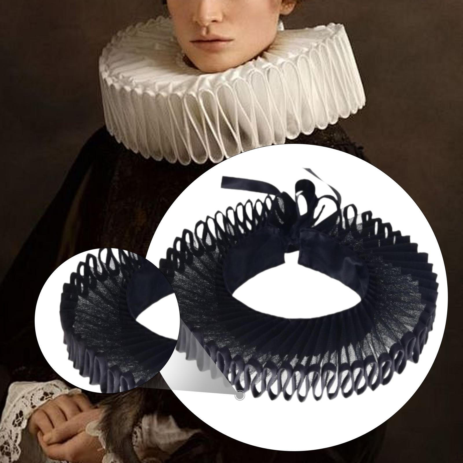Елизаветинский клоунский воротник-рюш для готического реквизита Black