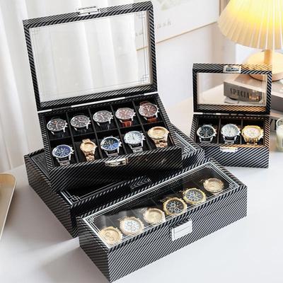 Exquisite High-Capacity Carbon Fiber Watch Box - Dustproof Display for Mechanical Watches