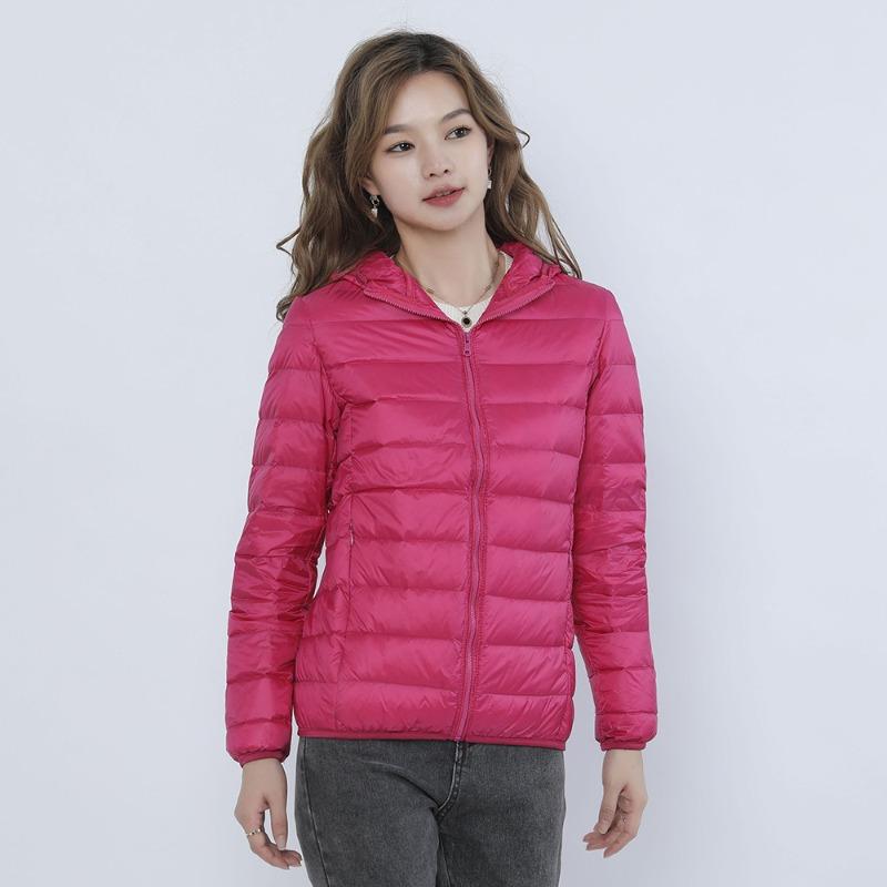 Feather new women's clothing autumn and winter new light and thin down jackets for women's clothing with hats and thin large-size coats