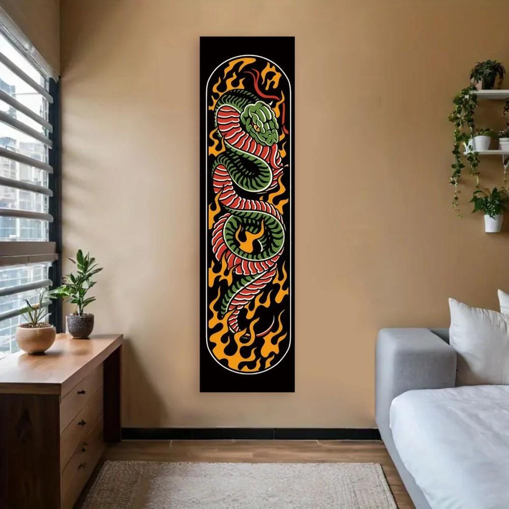 VIKAMA Wall Hanging Tapestry Aesthetic Japanese Wave Art Beach Home Decor Vintage Red Sun and Ocean Canvas Wall Print