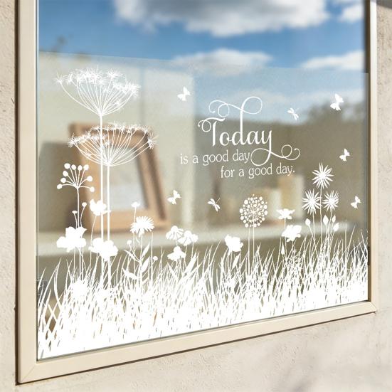 Fiori Farfalle Pellicola per Vetri Privacy Bianco Decorativa Vetro Satinato Adesivo Blocco Solare
