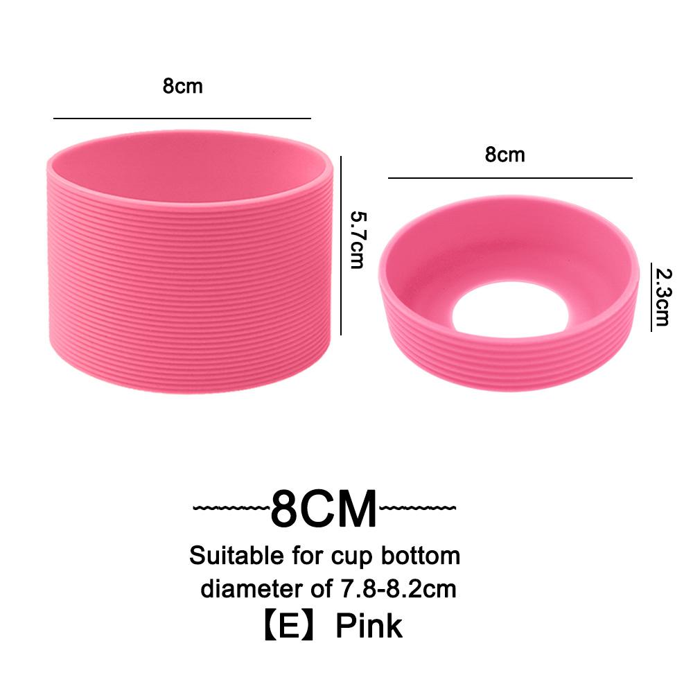 2Pc/Set 8cm 15 Colour Threaded Soft Silicone Cup Sleeve And Bottom Suit Heat Insulated Anti Slip Good Toughnes Odorless Elastic