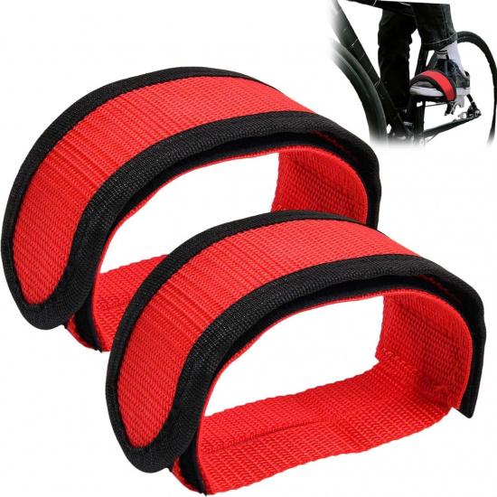 1 Pair Bike Pedal Strap | Adjustable Bicycle Feet Strap - Anti-Slip Double Adhesive Toe Clips Straps Tape Heavy Duty Nylon Bicycle Footrest Strips