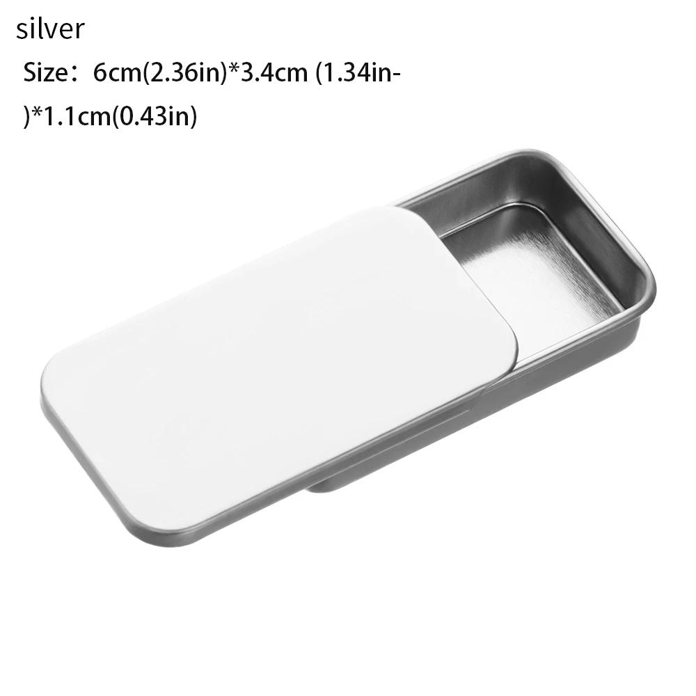 1 Stück Metall Rechteckig Leer Mini Blechdose Weißblech Schieben Süßigkeiten Pillendosen Behälter Glas mit Scharnier Kleine Organizer Aufbewahrungsbox
