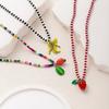 Lively Colorful Bead Necklace With Banana Strawberry Orange Fruit Charm Dopamine Inspired For Women Fashion Accessory