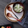2Pcs Small Wooden Spoons Japanese Style Soup Dessert Spoon Cute Teaspoon Coffee Mixing Spoon Kitchen Natural Wood Tableware