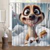 VIKAMA Cartoon Bathing Fox Shower Curtain Machine Washable Nordic Instagram-Style Bathroom Fun Healing and Adorable Pet Vibes