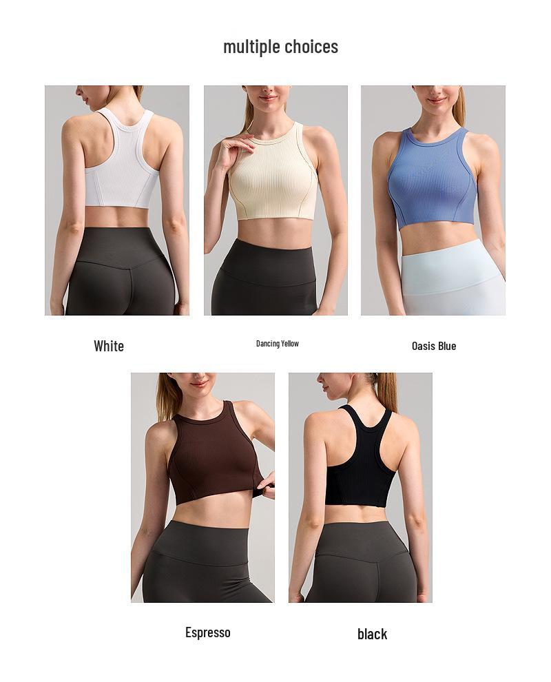 Sutiã Esportivo Feminino à Prova de Choque e Secagem Rápida: Top Fitness Canelado, Absorvente de Suor, para Treino de Yoga