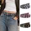 Adjustable Studded Punk Belt Pin Buckle PU Leather Belt Bohemian Leopard Print Belt  For Women Men