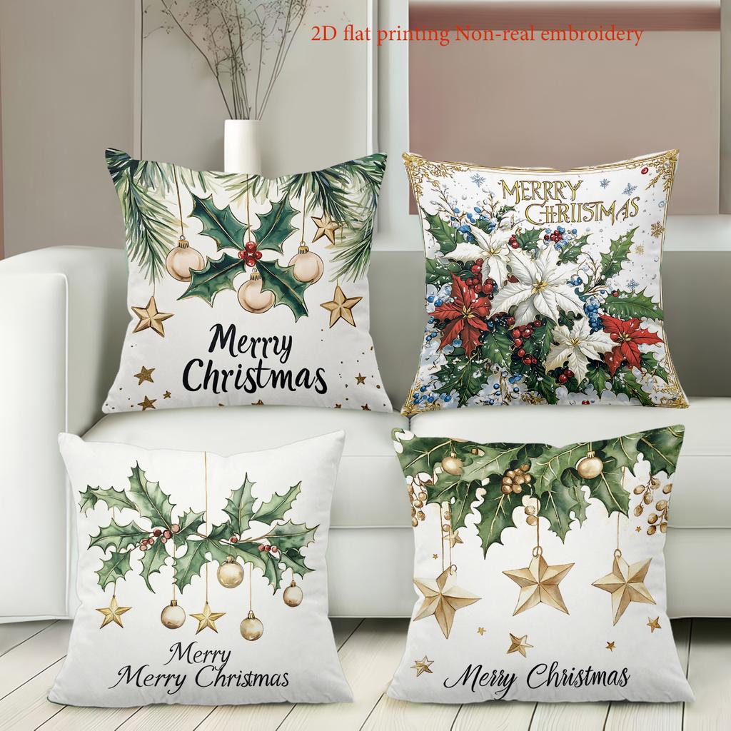 Christmas Decorative Pillows Merry Christmas 2D Printed Polyester pillowcase, sofa decorative cushion cov Headboard Pillow