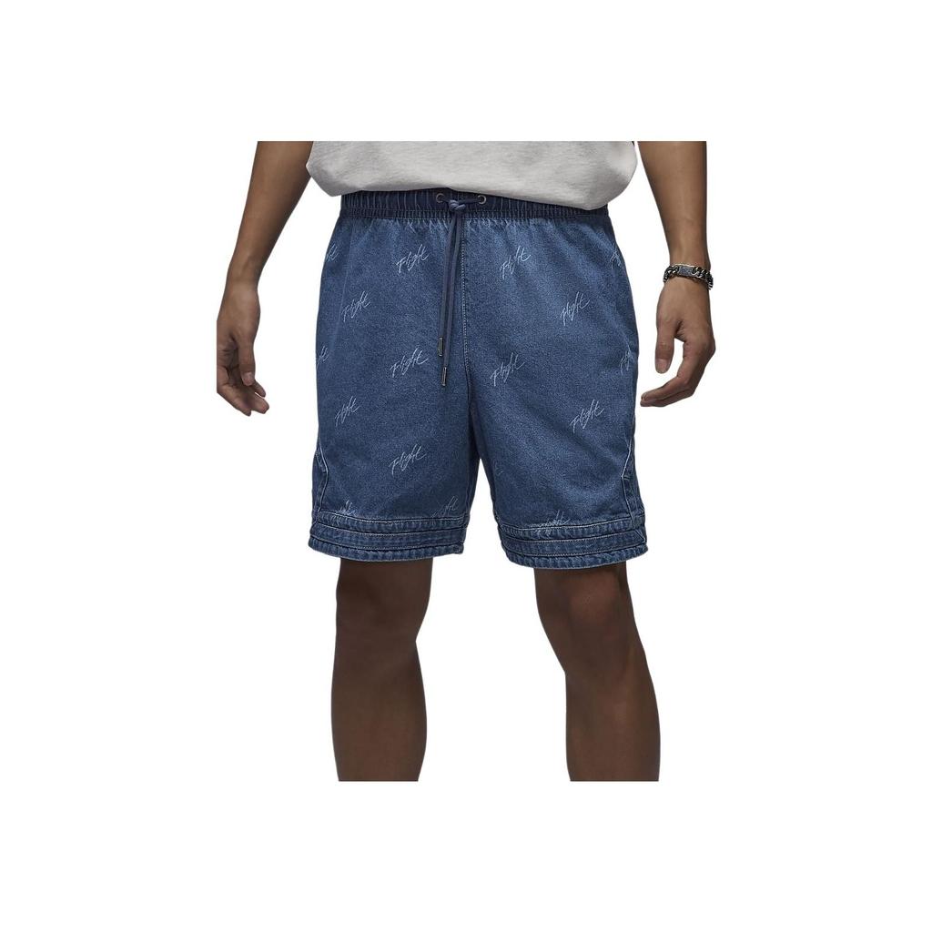 Jordan Air Letter Print Lace-Up Casual Denim Shorts Men Bottoms Blue Grey FN4652-436