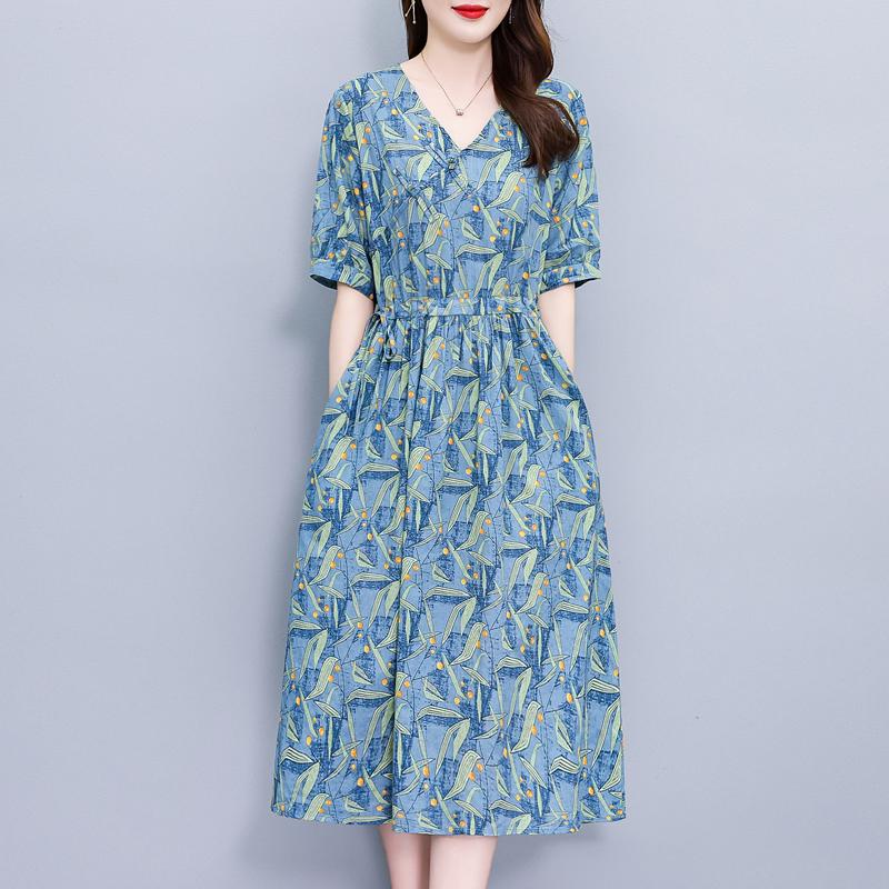 Fashion Summer Dresses for Women Plus Size Casual Short Sleeve Elegant Long Dress Summer Vintage Clothes