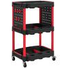 Tool Trolley. Three-tier Shelves. 4 Wheels. Plastic. 10 Hooks. Red