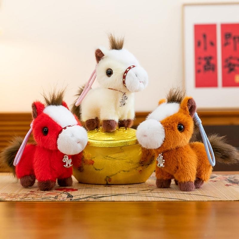 Plüschpferd Kuscheltier Schlüsselanhänger Weicher Pferde Schlüsselanhänger Taschenanhänger für Rucksack, Geldbörse und Handtaschen Niedlicher Tier Schlüsselanhänger