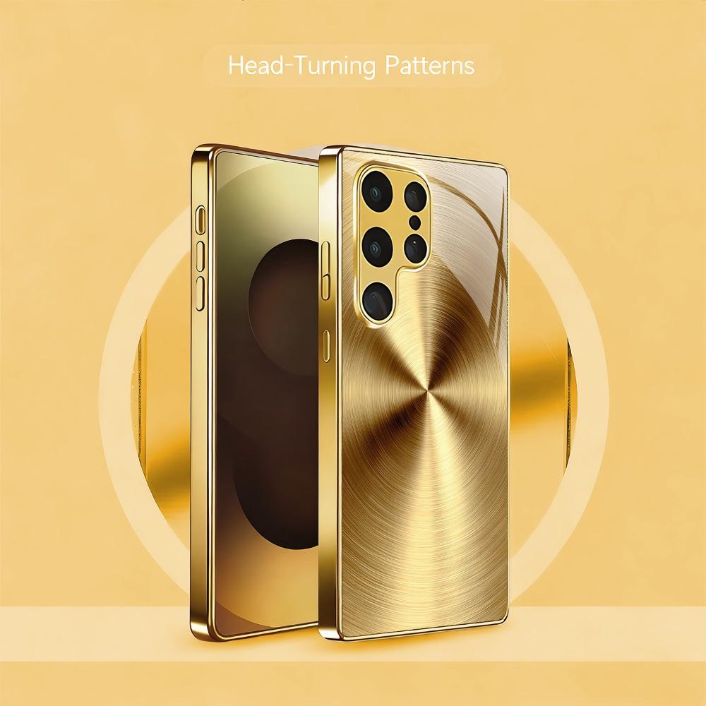Metal Textured Electroplated Glass Phone Case Suitable for Samsung Galaxy S26 S25 S24 S23 S22 S20 FE/Ultra/Plus Anti Drop