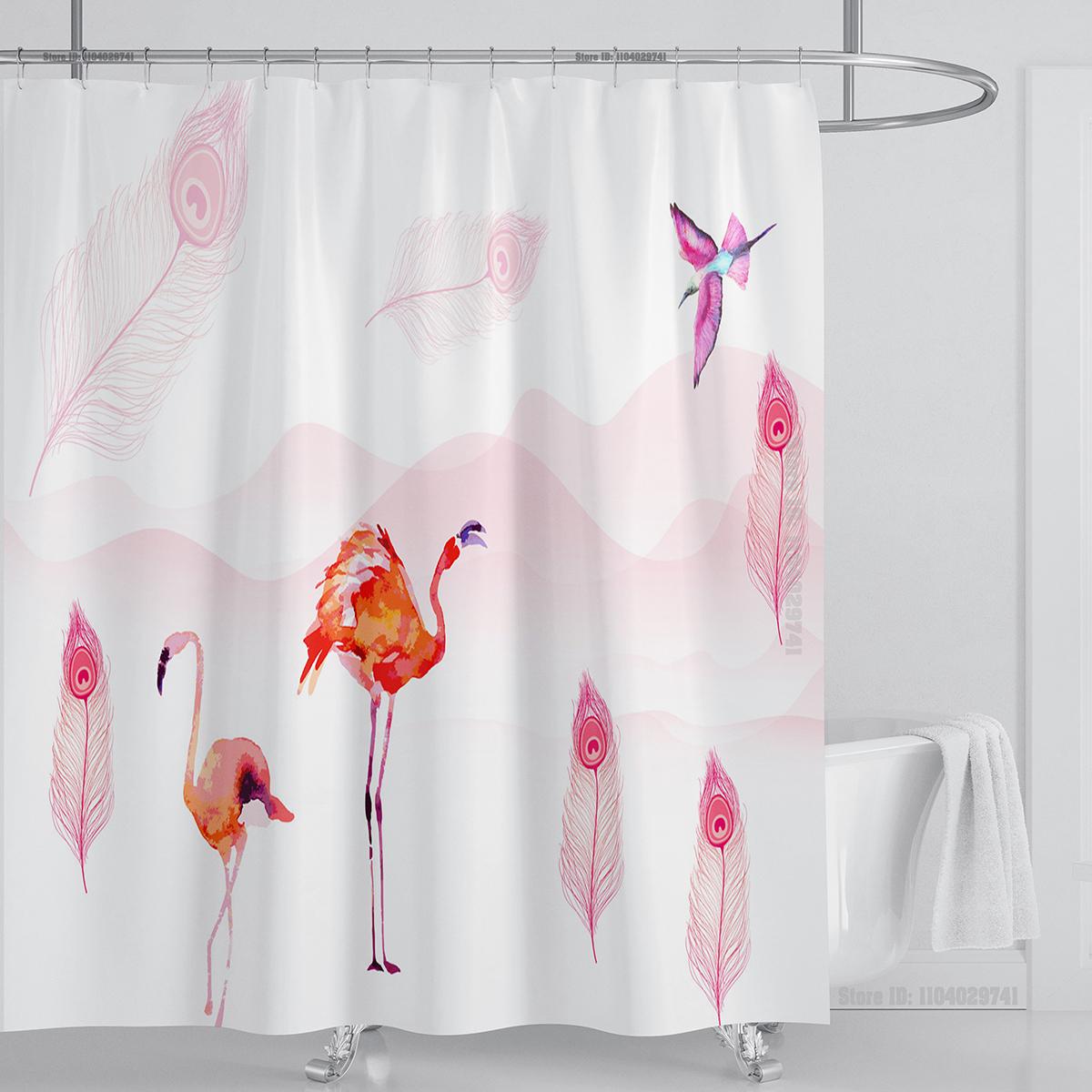 

Растения Графическая Шторка для душа Водонепроницаемая Шторка для душа Полиэстеровая ткань 3D-печать Занавески для ванной Комнатный декор с крючками W90xH180cm