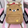 Homemade high-value Japanese cute canvas brown embroidery bear versatile student soft girl backpack super cute schoolbag