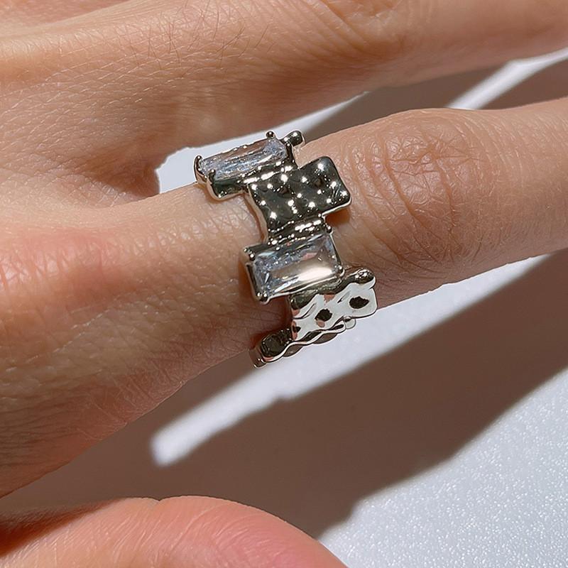 Korean Style Trendy Geometric Copper Ring For Women With Eyecatching Design Features And