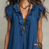 Summer Sleeveless Maxi Dress for Women Casual Deep V Neck Ruffle Long Dress Boho Beach Flowy Sundress with