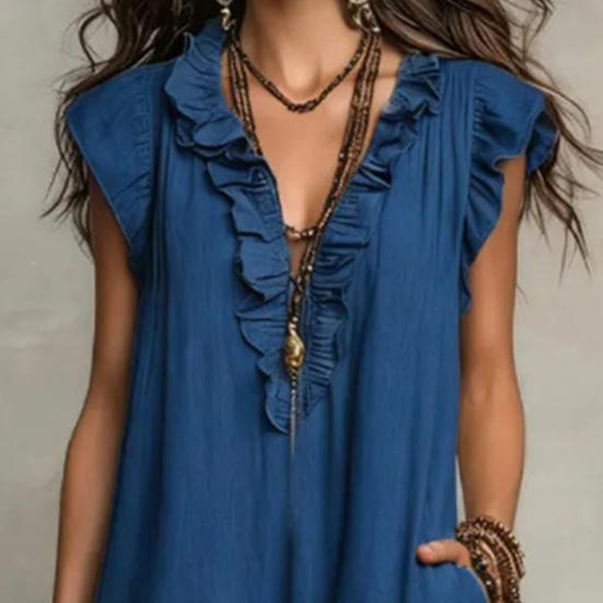 Summer Sleeveless Maxi Dress for Women Casual Deep V Neck Ruffle Long Dress Boho Beach Flowy Sundress with