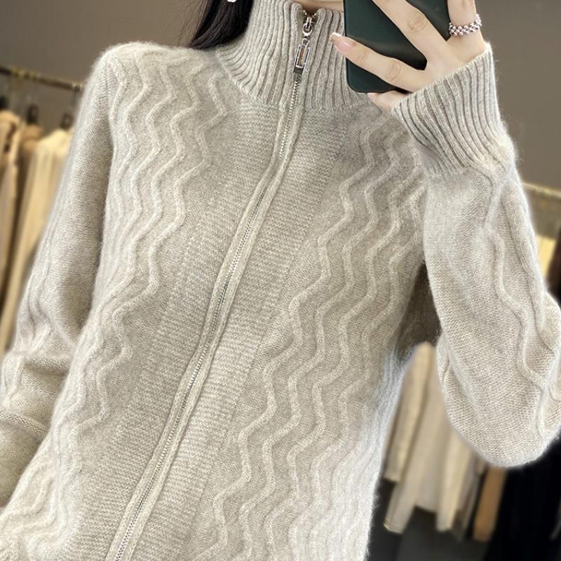 

Тяжелый кардиган из крученой шерсти с цветочным узором для женщин на осень и зиму, свободный и универсальный вязаный кашемировый топ, модная теплая куртка XXL