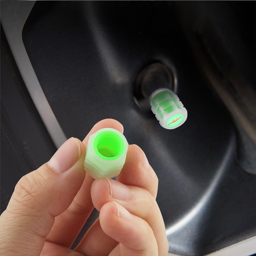 4Pcs Fluorescent Luminous Car Tire Valve Caps Accessories For Chevrolet Cruze Captiva Spark Malibu Sail Equinox Trax Impala Aveo UA9
