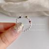 Elegant Women's Zircon Pearl Ring - Fashionable French Design, Perfect for Stacking