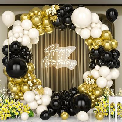 Sand Weiß Ballons Girlande Schwarz Gold Ballonbogen Set Neujahr 2026 Abschluss Geburtstagsparty Hochzeit Jahrestag Dekoration