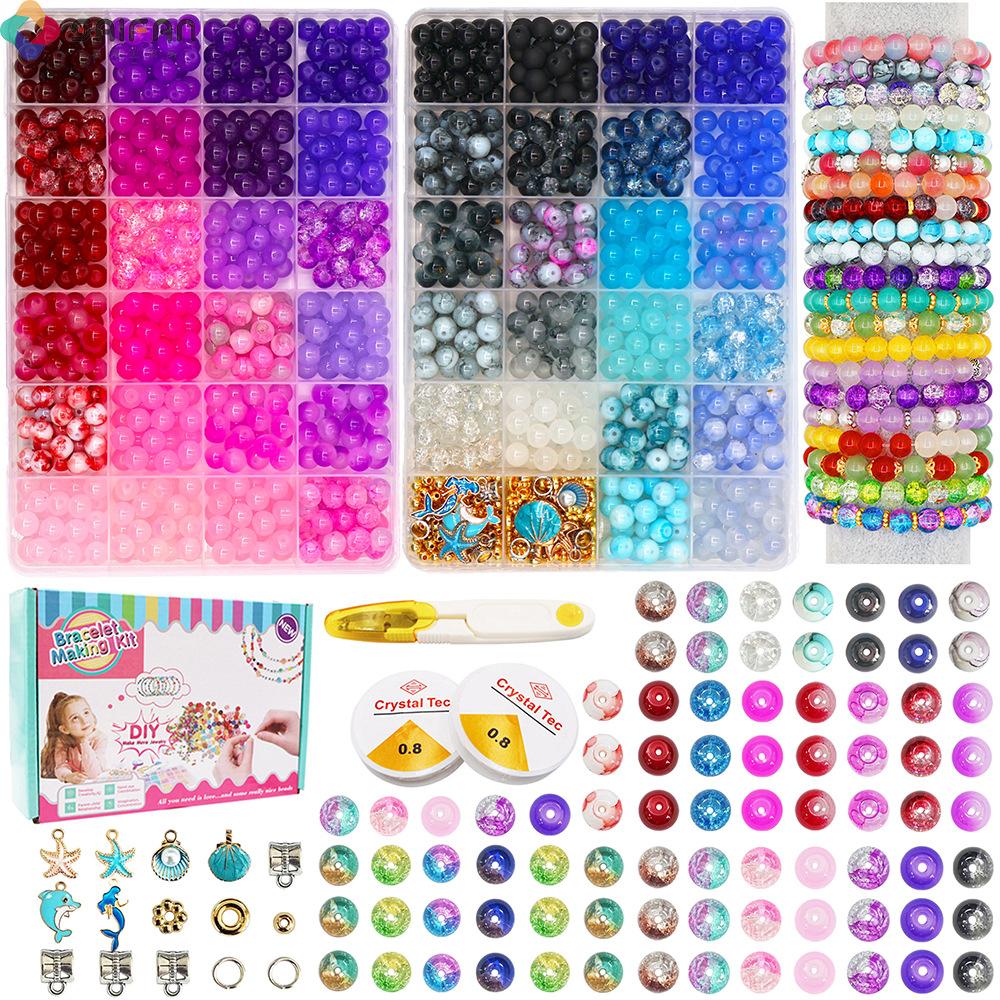Gemischtfarbige Kristallglasperlen-Set Perlenarbeiten DIY Bekleidungsperlen-Zubehör Armband-Zubehör Material-Set Bastelbedarf