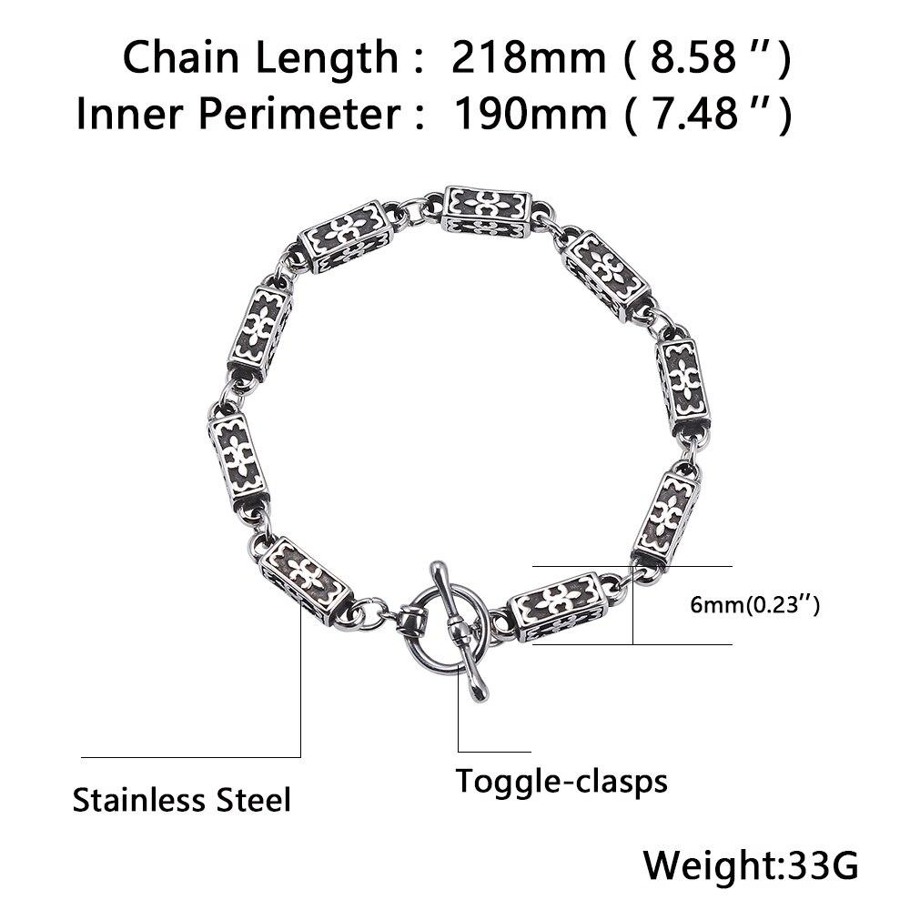 Men Stainless Steel Link Chain Bracelets Women Bangles Cuff Wristband Biker Motorcycle Bracelet
