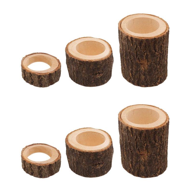 Mini Succulent Plants Flower Pot 10pcs//Set Handcraft Tree Branch Wooden Candle Holder Environmental Stump Tealight Holder