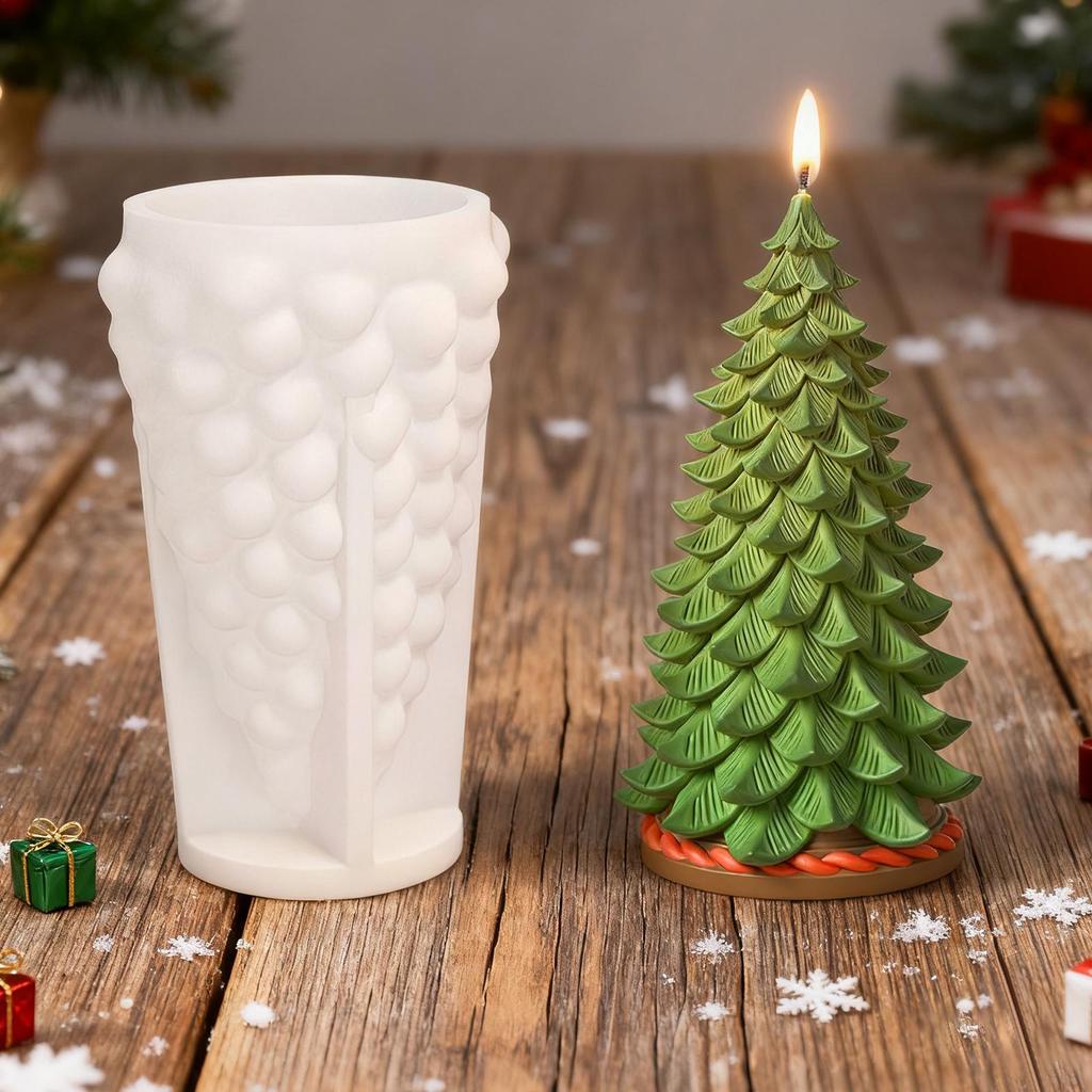 Christmas Molds Holiday Tree Candle Molds Christmas Decorations Crafting Tools Non Stick for Soap Plaster Resin Casting Art