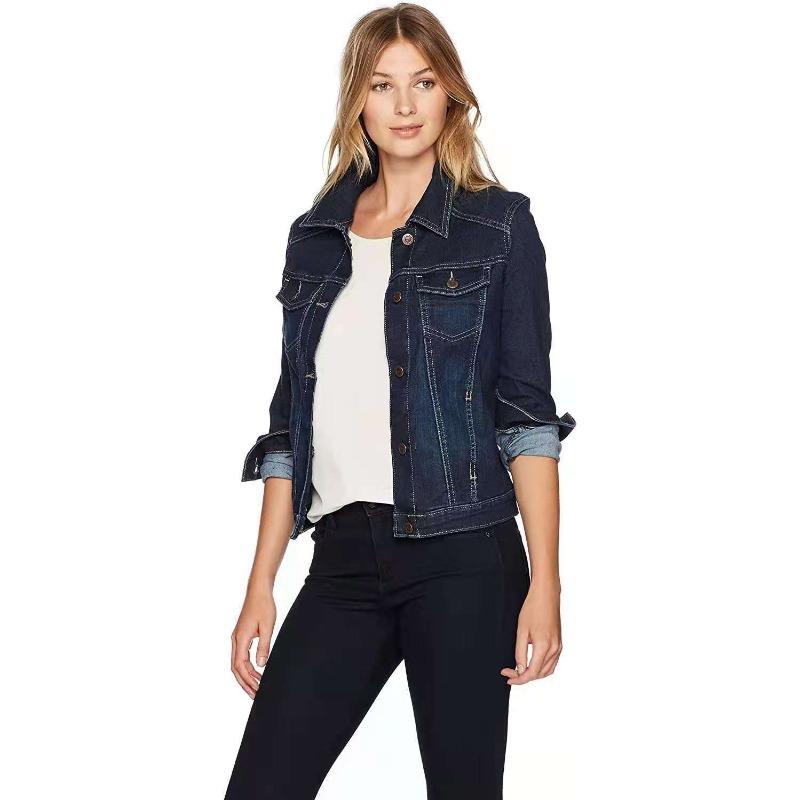 Women's Clothing European and American Fashion Short Denim Jacket Women's Slim Long-sleeved Jacket