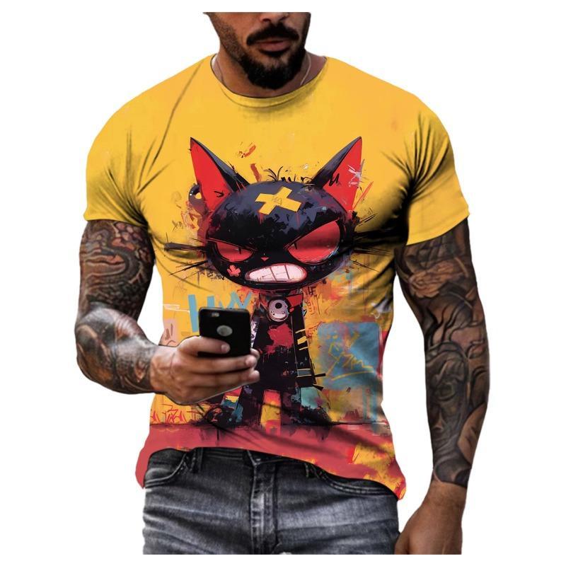 Cute Cat Cartoon Pattern Unisex T Shirt Summer Fashion 3D Printed