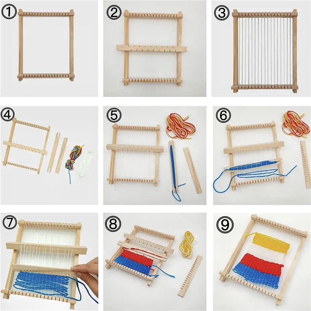 Webstuhl-Set für Kinder aus Holz – Komplettes DIY-Handstrickmaschinen-Set mit Werkzeugen und Garn