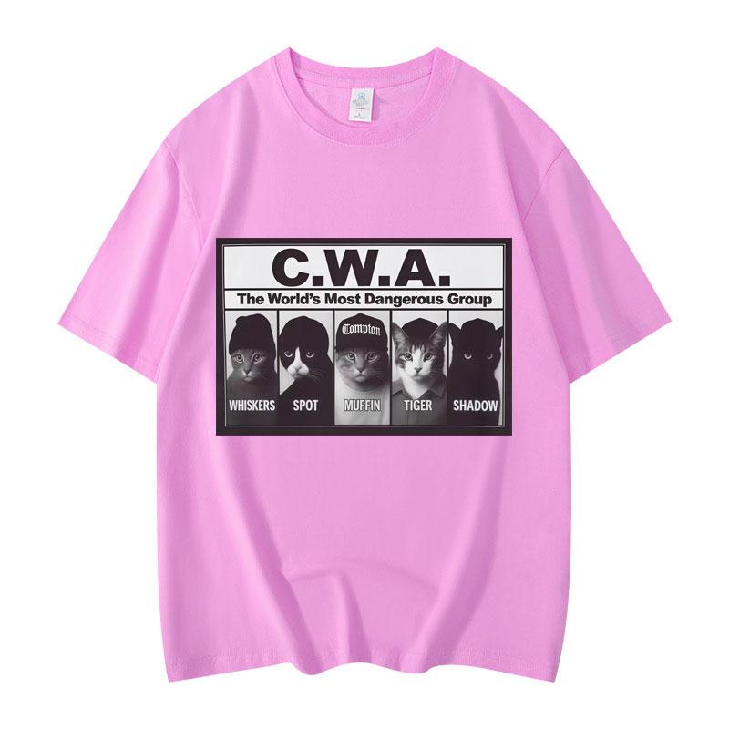 CWA Nejnebezpečnější skupina na světě Vtipné kočičí meme Grafická trička Módní Vintage Tričko s krátkým rukávem Unisex Bavlněná trička