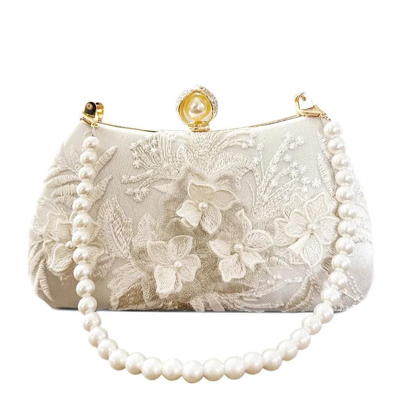 Chinese Style Evening Bag Vintage Embroidery Chain Shoulder Crossbody Bags For Women Party Wedding Handbags Female Clutch
