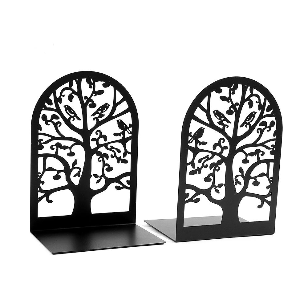 2pcs Bird Group Bookends Tree Of Life Bookends Metal Heavy Duty Desktop Home Office Supplies Storage Books Gift For Book Lovers