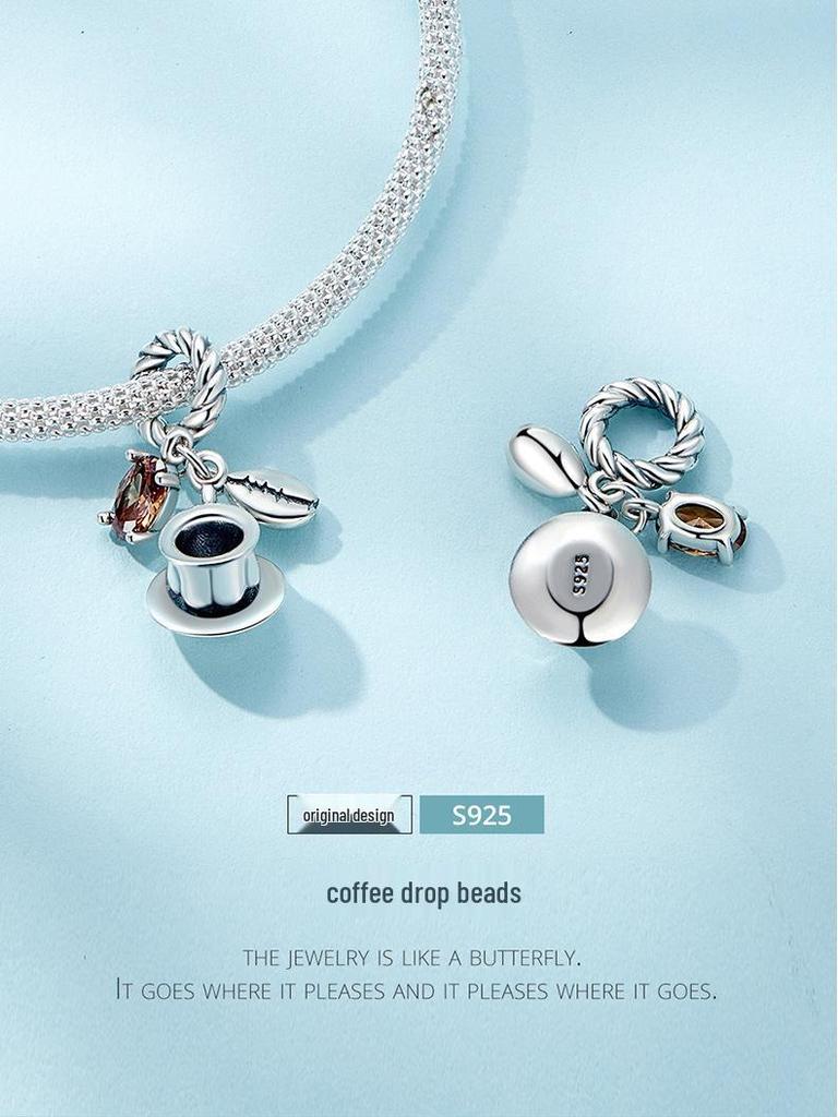 Mocha Coffee Cup Pendant - Sterling Silver S925 Jewelry SCC2467