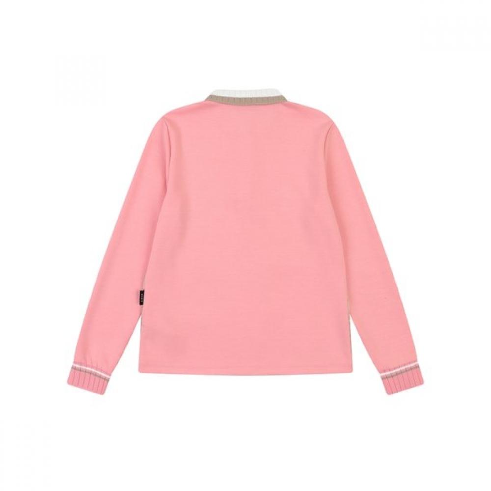 ONOFF Women S KniT Collar PoinT Solid T ShirT Pink Of9053lb