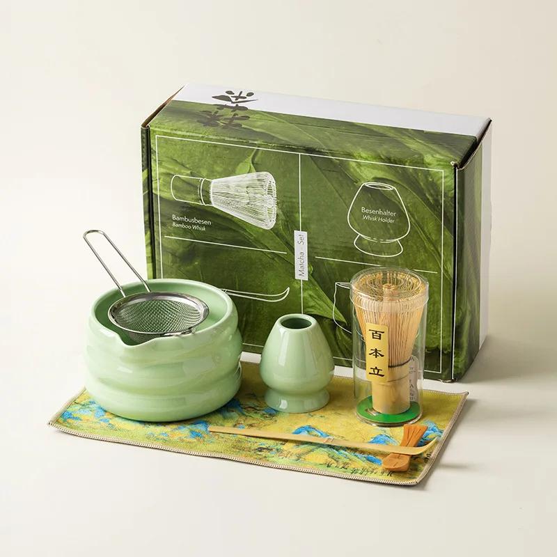 4-7 buc Set de ceai Matcha lucrat manual pentru acasă, ușor de curățat, suport pentru unelte, kit, bol, tel, linguriță, cadou, ceremonie, accesorii tradiționale japoneze
