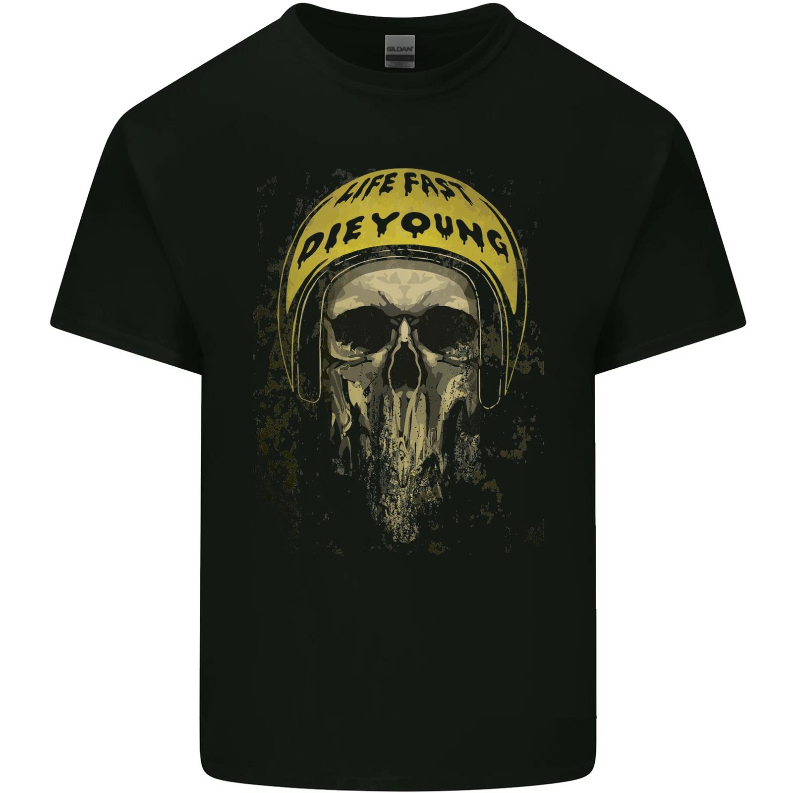 Live Fast Die Young Biker Skull Motorcycle Kids T-Shirt Childrens 2XL