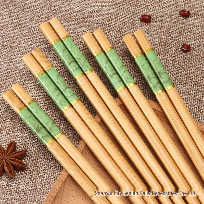 All-Platform Marble Print Mold-Proof Anti-Slip Five-Color Natural Nanmu Bamboo Chopsticks