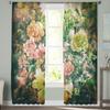 Oil Painting Style Flower Rose Abstract Sheer Curtains for Living Room Modern Voile Curtain Bedroom Tulle Curtains Window Drapes