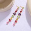 Dopamine Geometric Zircon Tassel Earrings: Colorful, Light Luxury, Fashionable.